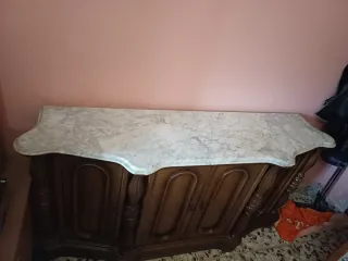 Mueble de entrada madera y mármol
