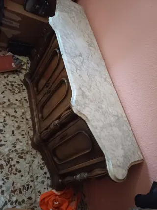 Mueble de entrada madera y mármol