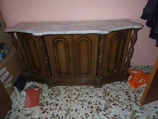Mueble de entrada madera y mármol