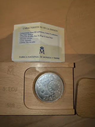 Moneda 5 ECU Plata 1989