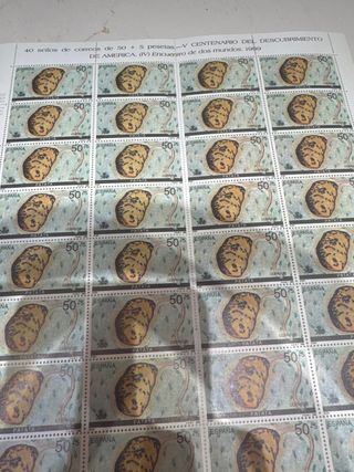 40 Sellos Correos 50+5 Pesetas V Centenario