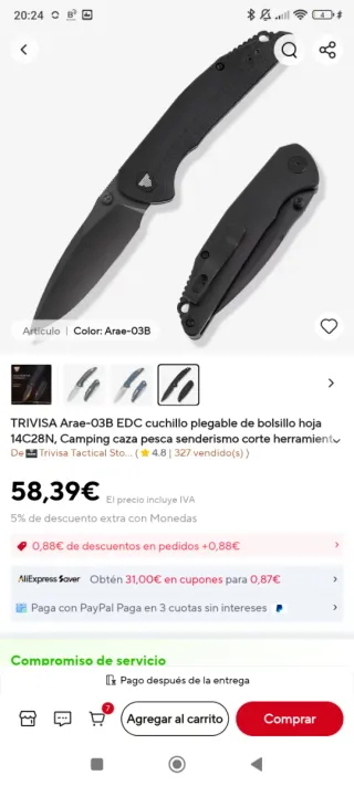 Navaja EDC TRIVISA Arae-03B Acero 14C28N