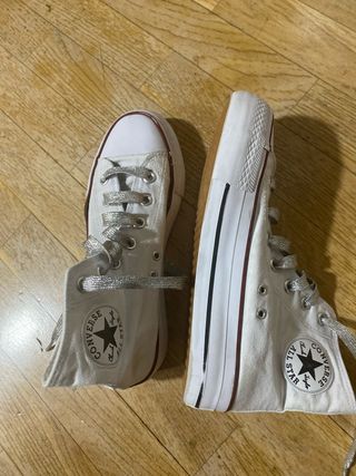 Converse Plataforma Blancas y Plateadas
