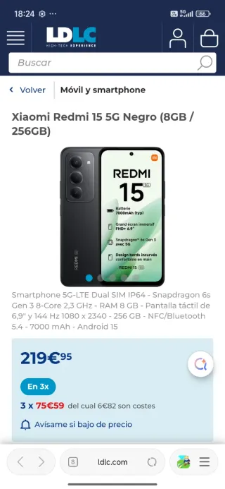 Cambio redmi 15 impoluto por móvil igual o superio