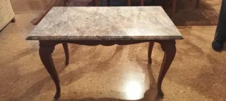 Mesa auxiliar mármol y madera 100x50 cm