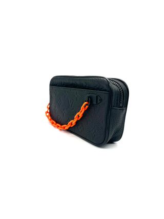 Louis Vuitton Utility Bolso Negro Cadena Naranja