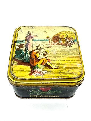 Scatola Latta Vintage Primizia Costumi da Bagno
