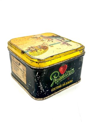 Scatola Latta Vintage Primizia Costumi da Bagno
