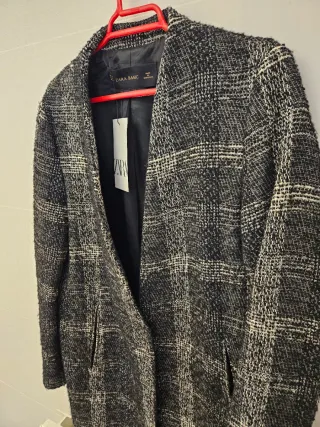Abrigo paño Zara cuadros escoceses tipo blazer