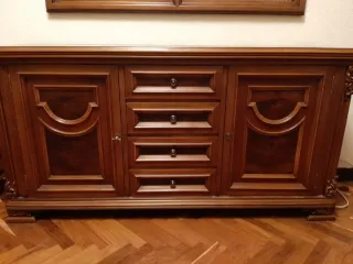 Mueble recibidor madera y cristal