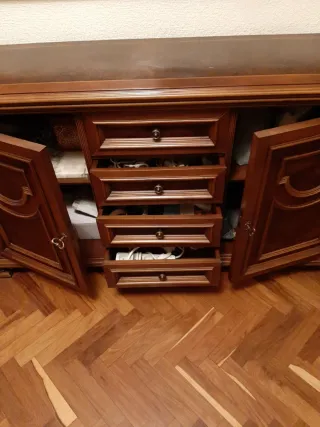 Mueble recibidor madera y cristal