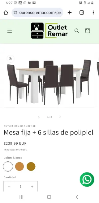 Mesa fija + 6 sillas polipiel