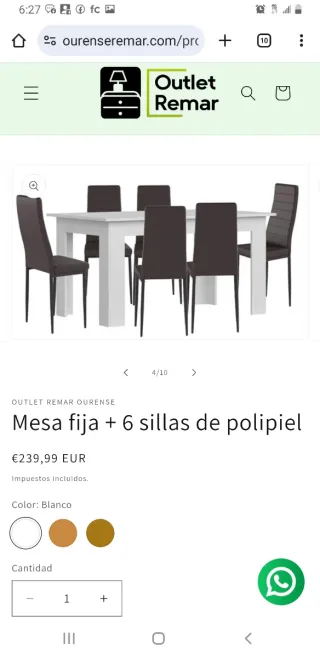 Mesa fija + 6 sillas polipiel