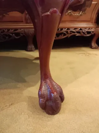 Mesa centro mármol y madera oscura