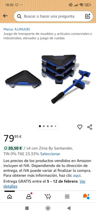 Kit para transportar muebles pesados