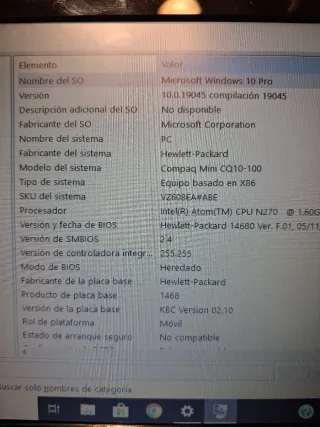 HP Compaq Mini CQ10 Portátil Negro