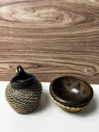 Conjunto de cerámica artesanal – jarra y cuenco