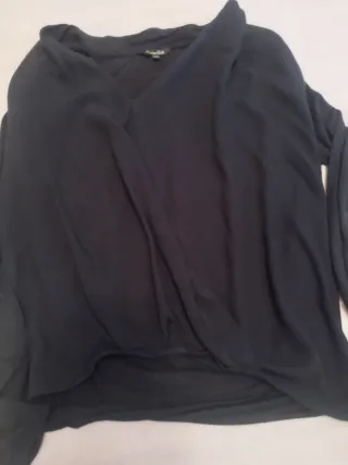 Top Massimo Dutti manga larga negro