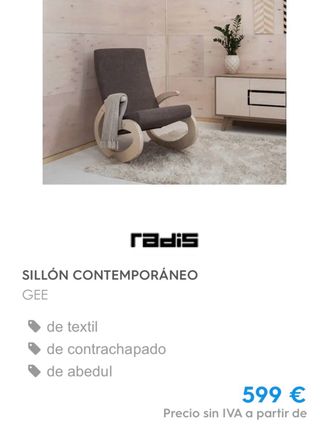 Poltrona a dondolo in tessuto e legno