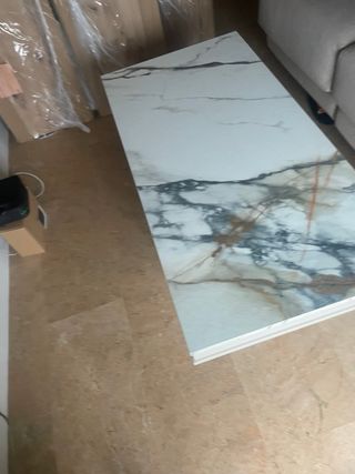 Tavolo rialzabile da pranzo in marmo e legno