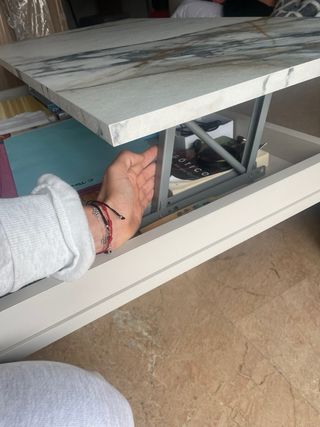 Tavolo rialzabile da pranzo in marmo e legno