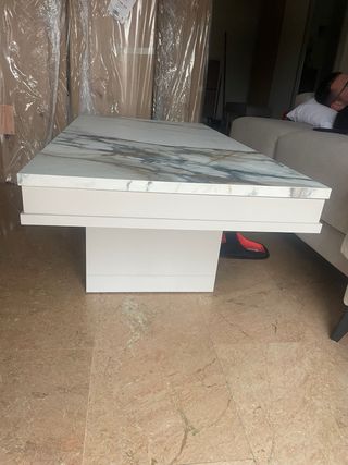 Tavolo rialzabile da pranzo in marmo e legno