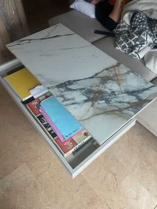 Tavolo rialzabile da pranzo in marmo e legno