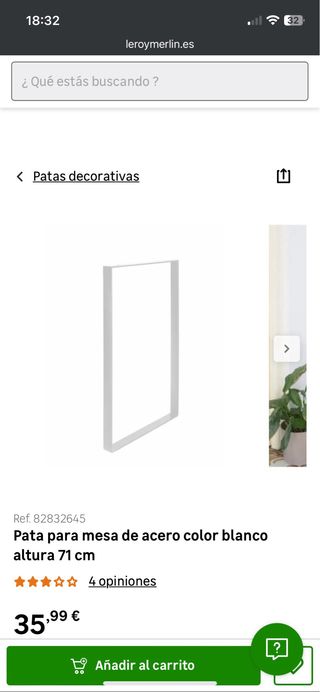 2 Patas Metálicas Blancas para Mesa