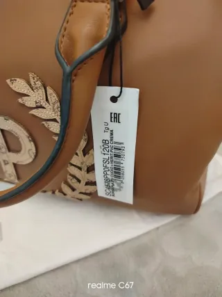 Borsa Pollini Pelle Marrone Dettagli Oro