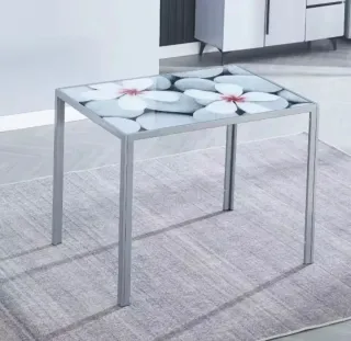 Mesa de cocina cristal y metal