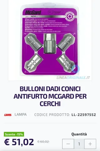 Bulloni antifurto McGard per cerchi