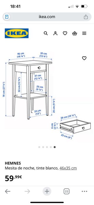 2 Mesitas de Noche Ikea Negras
