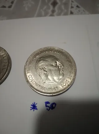 Moneda 5 Pesetas Franco 1949