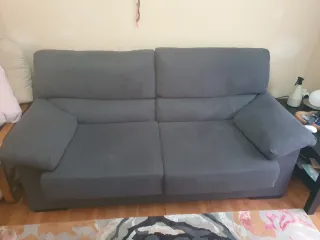 Sofá 3 plazas gris tela