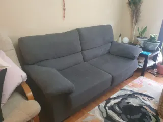 Sofá 3 plazas gris tela