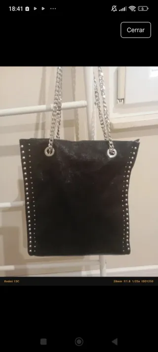 Bolso Zara Negro Tachuelas Cadena