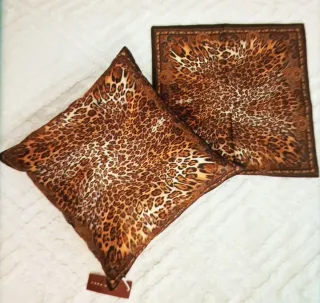 2 Cojines Seda Estampado Leopardo 40x40 cm