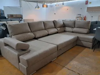 Sofá Cama Chaislongue Beige/Gris