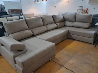 Sofá Cama Chaislongue Beige/Gris