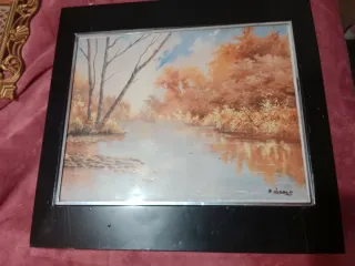 PRECIO NEGOCIABLE  Cuadro Paisaje Río y Árboles