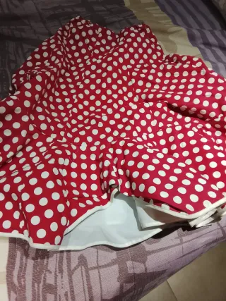 Falda flamenca lunares roja y blanca