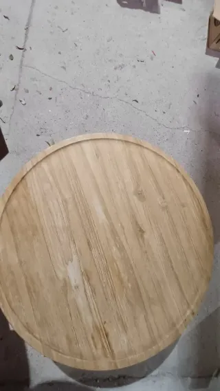 Mesa redonda de madera pie metálico de 80 cm diám