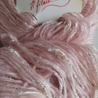 500 gr totali Gomitoli lana rosa con filo argentat