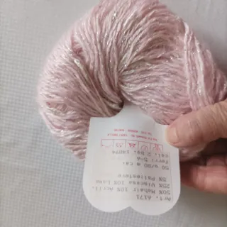 500 gr totali Gomitoli lana rosa con filo argentat