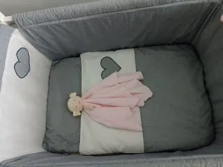 Minicuna gris Ruedas Madera