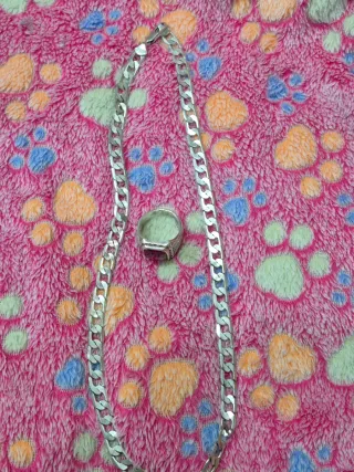 Anillo Sello y Cadena Cubana de Plata