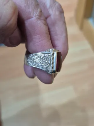 Anillo Sello y Cadena Cubana de Plata