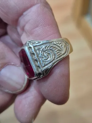 Anillo Sello y Cadena Cubana de Plata