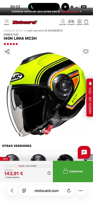 Casco Moto HJC i40n Amarillo Azul