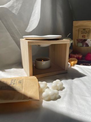 Quemador de esencias cerámica y bambú